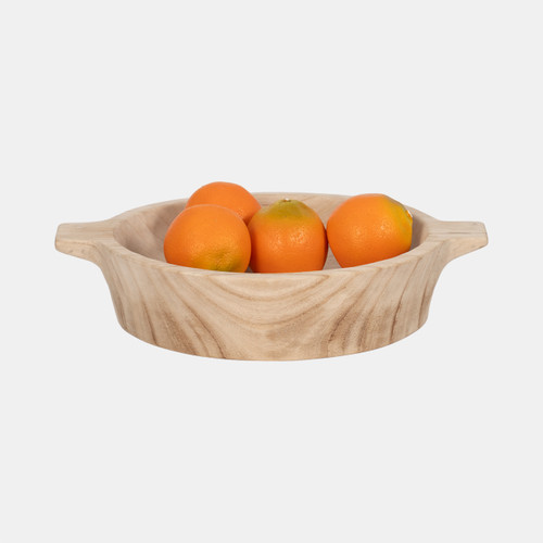 Sagebrook Home 16" Round Wood Bowl With Handles Natural Wishlist Create New