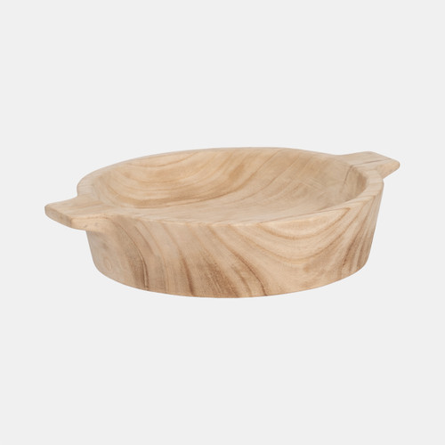 Sagebrook Home 16" Round Wood Bowl With Handles Natural Wishlist Create New