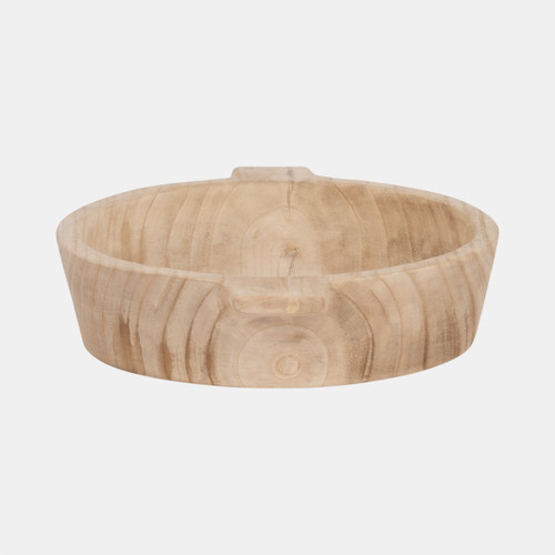 Sagebrook Home 16" Round Wood Bowl With Handles Natural Wishlist Create New