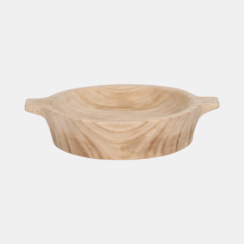 sagebrook home 16" Round Wood Bowl With Handles Natural Wishlist Create New