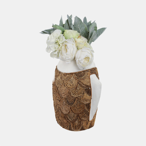 Sagebrook Home 16" Woven Scale Terracotta Fsh Vase Ivory/natural Wishlist Create New