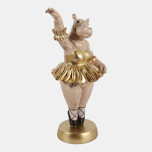 Sagebrook Home 16x7" Ballerina Hippo Gold Wishlist Create New
