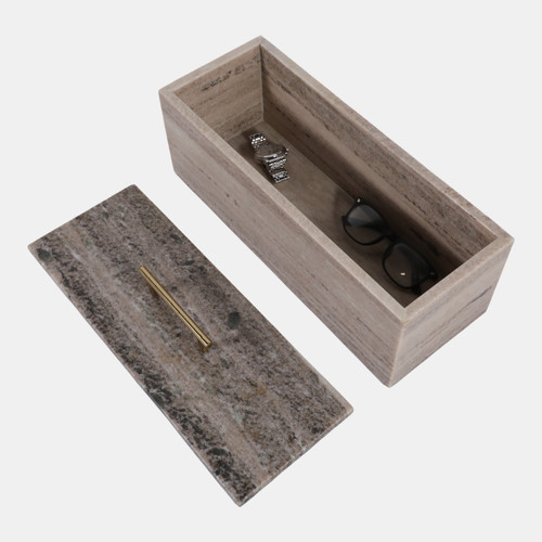Sagebrook Home 16x7" Marble Rectangular Box With Handle Beige/go Wishlist Create New