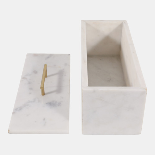 Sagebrook Home 16x7" Marble Rectangular Box With Handle White/go Wishlist Create New