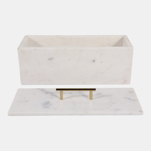 Sagebrook Home 16x7" Marble Rectangular Box With Handle White/go Wishlist Create New