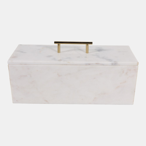 sagebrook home 16x7" Marble Rectangular Box With Handle White/go Wishlist Create New