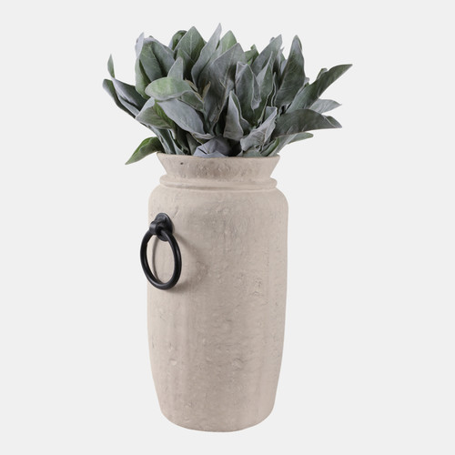 Sagebrook Home 16x9" Ecomix Vase With Metal Handles Ivory/ Black Wishlist Create New