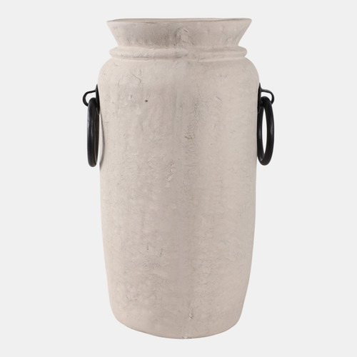 Sagebrook Home 16x9" Ecomix Vase With Metal Handles Ivory/ Black Wishlist Create New