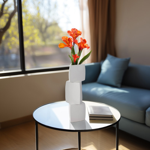 Sagebrook Home 17" Stacked Triangle Rough Vase Ivory Wishlist Create New