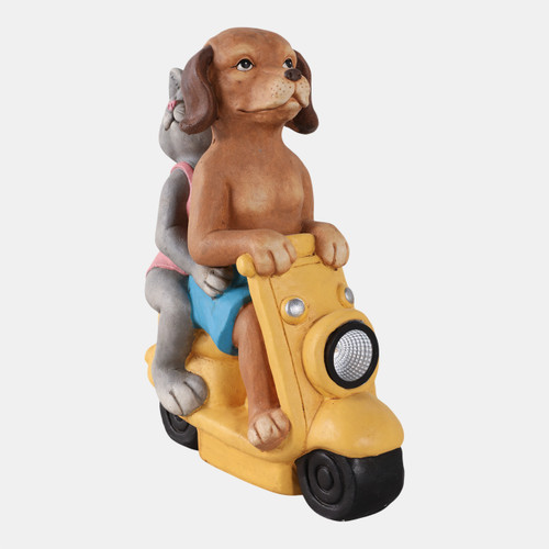 Sagebrook Home 17x14" Dog & Cat On Solar Scooter Multi Wishlist Create New