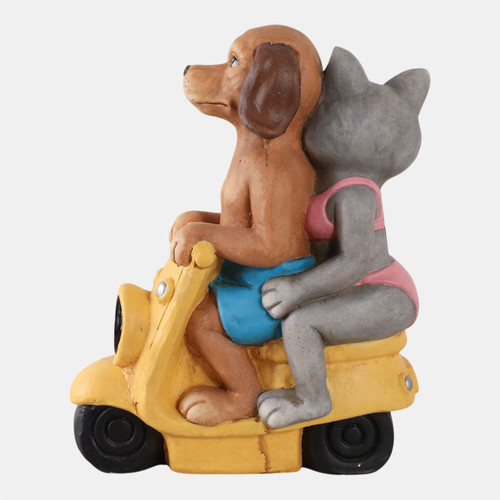 Sagebrook Home 17x14" Dog & Cat On Solar Scooter Multi Wishlist Create New