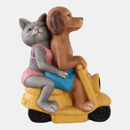 sagebrook home 17x14" Dog & Cat On Solar Scooter Multi Wishlist Create New
