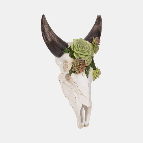 Sagebrook Home 18" Bull Skull With Succulents Multi Wishlist Create New