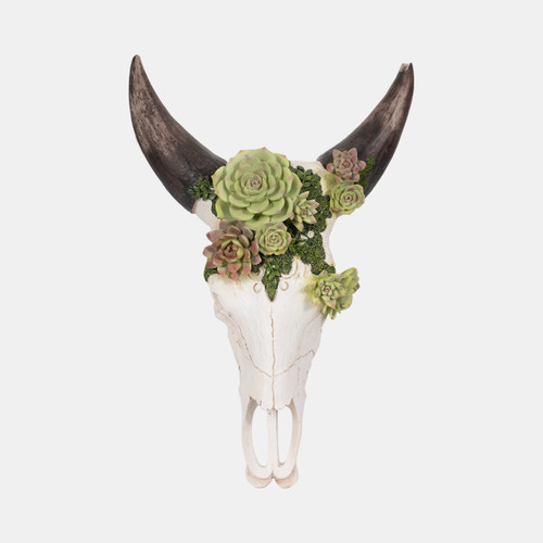 sagebrook home 18" Bull Skull With Succulents Multi Wishlist Create New