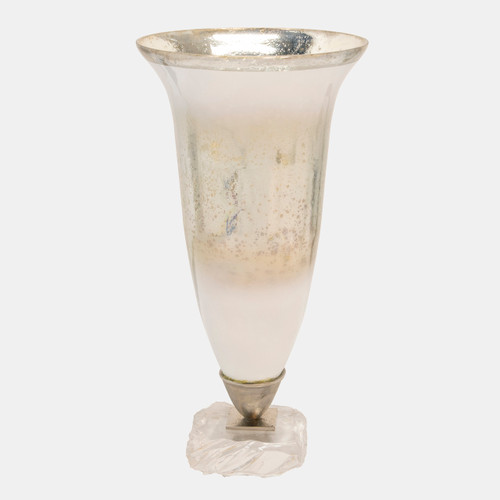 Sagebrook Home 18"h Glass Vase W/ Acrylic Base Silver Wishlist Create New