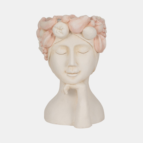 sagebrook home 18" Lady With Flower Crown Planter White/pink Wishlist Create New