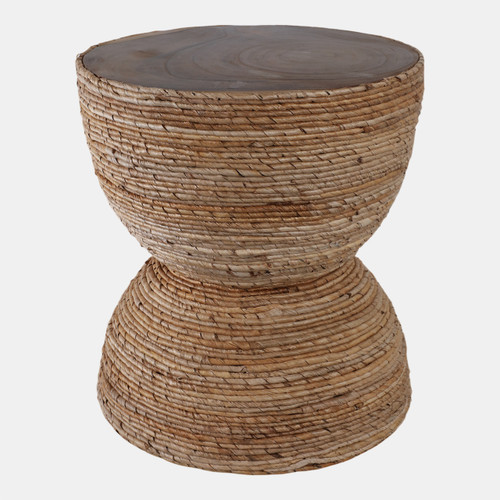 Sagebrook Home 18" Teakwood Accent Table W/woven Banana Leaf Nat Wishlist Create New