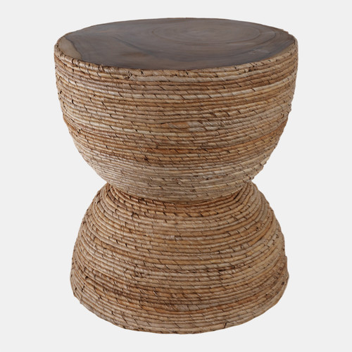 Sagebrook Home 18" Teakwood Accent Table W/woven Banana Leaf Nat Wishlist Create New