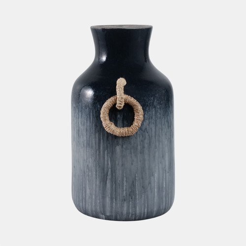 Sagebrook Home 18" Vase With Rattan Handles Reactive Finish Blue Wishlist Create New