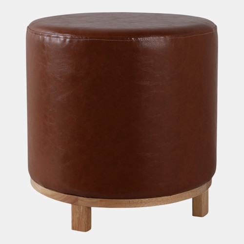 Sagebrook Home 18x18" Faux Leather Ottoman With Wood Base Brown Wishlist Create New