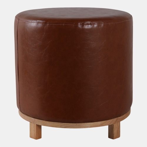 Sagebrook Home 18x18" Faux Leather Ottoman With Wood Base Brown Wishlist Create New