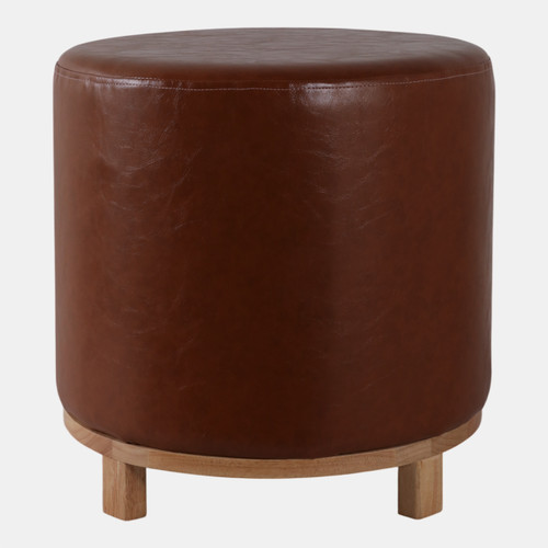sagebrook home 18x18" Faux Leather Ottoman With Wood Base Brown Wishlist Create New