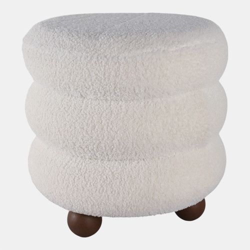 Sagebrook Home 18x18" Ribbed Teddy Ottoman W/ Ball Feet Ivory Wishlist Create New