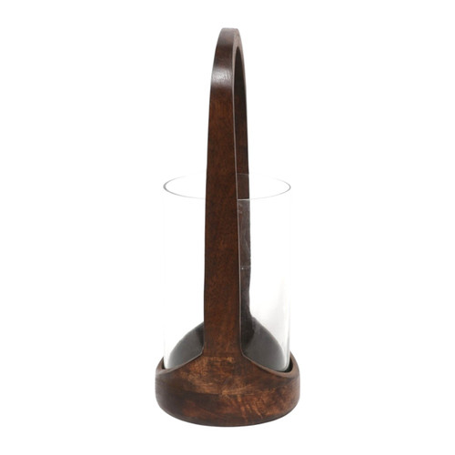 Sagebrook Home 18x8" Modern Hurricane Lantern Walnut/clear Wishlist Create New