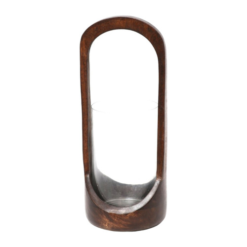 sagebrook home 18x8" Modern Hurricane Lantern Walnut/clear Wishlist Create New