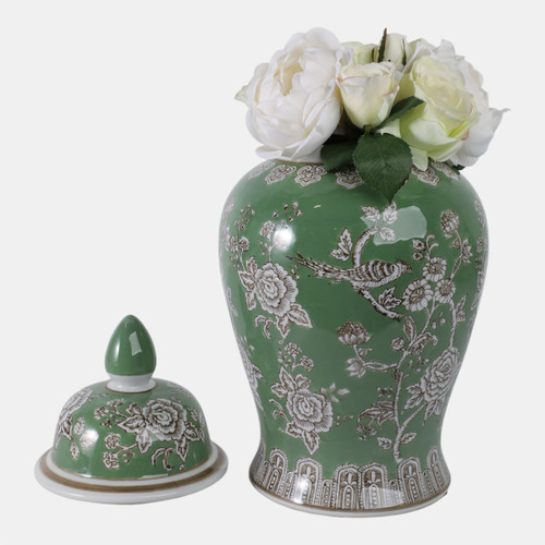 Sagebrook Home 18x9" Bird & Flower Temple Jar Green/brown Wishlist Create New
