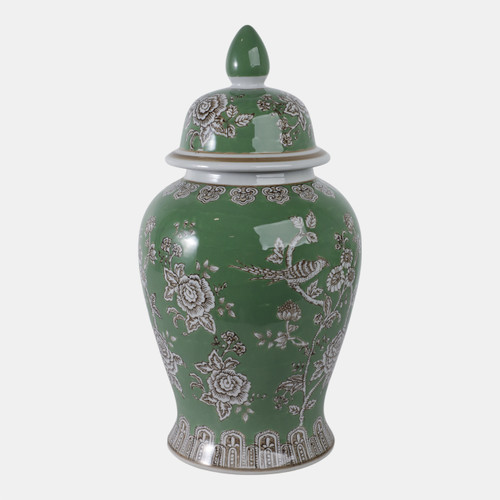 Sagebrook Home 18x9" Bird & Flower Temple Jar Green/brown Wishlist Create New