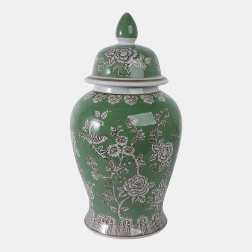 sagebrook home 18x9" Bird & Flower Temple Jar Green/brown Wishlist Create New