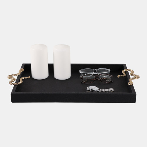 Sagebrook Home 19x12" Faux Leather Snake Tray Black/gold Wishlist Create New