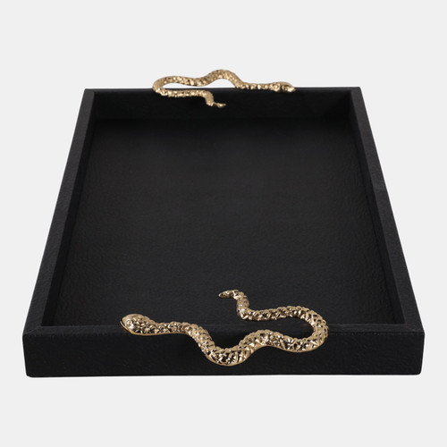 Sagebrook Home 19x12" Faux Leather Snake Tray Black/gold Wishlist Create New