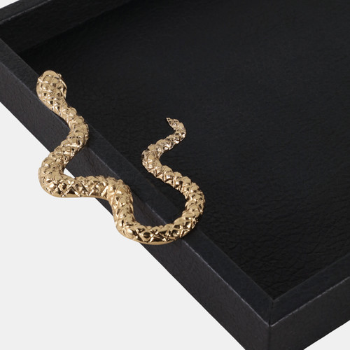 Sagebrook Home 19x12" Faux Leather Snake Tray Black/gold Wishlist Create New