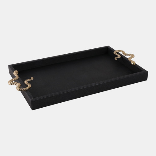 sagebrook home 19x12" Faux Leather Snake Tray Black/gold Wishlist Create New