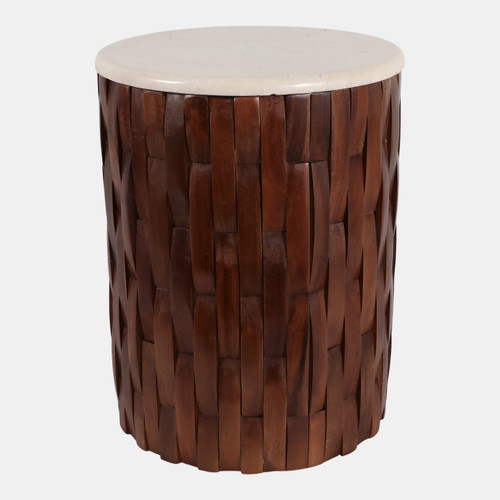 Sagebrook Home 19x14" Woven Teak Base Accent Table Ivory/brown Wishlist Create New