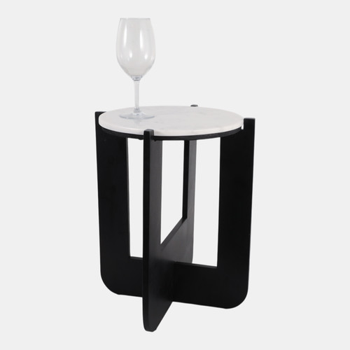 Sagebrook Home 19x16" Criss-cross Marble Top Accent Table Wht/blk Wishlist Create New