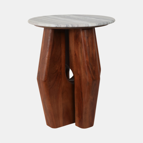Sagebrook Home 20" Curved Legs Accent Table Marble Top Brown Wishlist Create New