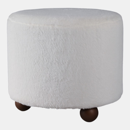 Sagebrook Home 20" Faux Fur Ottoman W/ Ball Feet Ivory Wishlist Create New