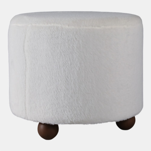 Sagebrook Home 20" Faux Fur Ottoman W/ Ball Feet Ivory Wishlist Create New