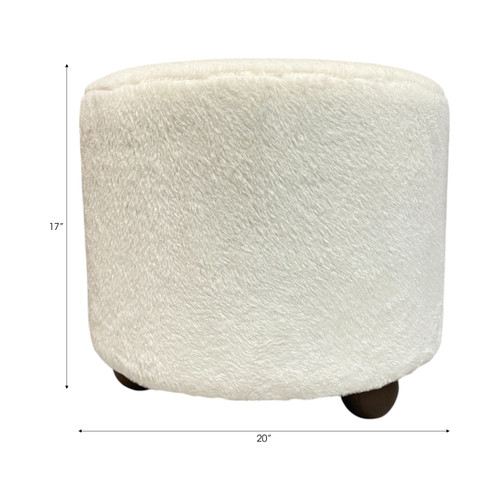 Sagebrook Home 20" Faux Fur Ottoman W/ Ball Feet Ivory Wishlist Create New