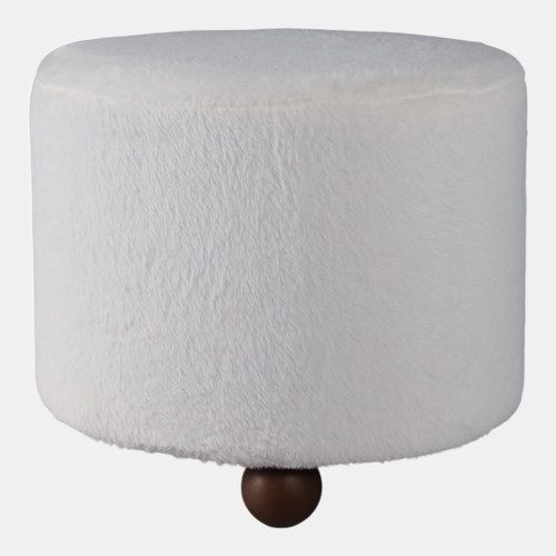 sagebrook home 20" Faux Fur Ottoman W/ Ball Feet Ivory Wishlist Create New