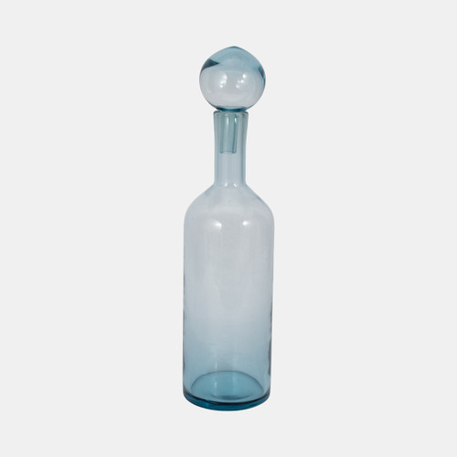 Sagebrook Home 20" Glass Bottle With Stopper Light Blue Wishlist Create New