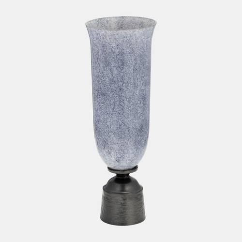 sagebrook home 20" Glass Vase W/metal Base Blue Wishlist Create New