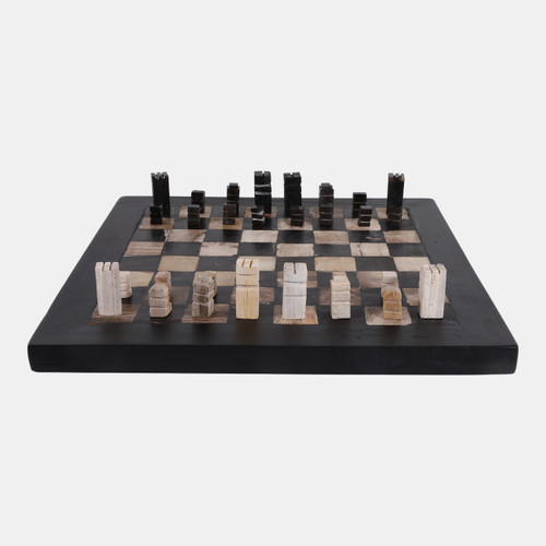 sagebrook home 20" Petrified Wood Chess Set Black/ivory Wishlist Create New