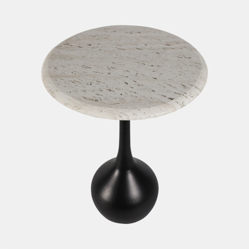 Sagebrook Home 20" Travertine Accent Table Ball Base Wht/blk Wishlist Create New