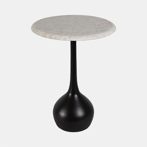 sagebrook home 20" Travertine Accent Table Ball Base Wht/blk Wishlist Create New