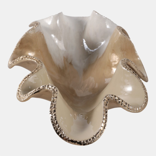 Sagebrook Home 20x12" Curvy Metal Bowl Tan/gold Wishlist Create New