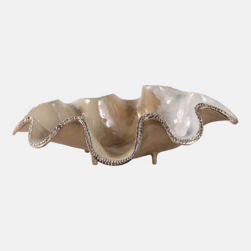 Sagebrook Home 20x12" Curvy Metal Bowl Tan/gold Wishlist Create New